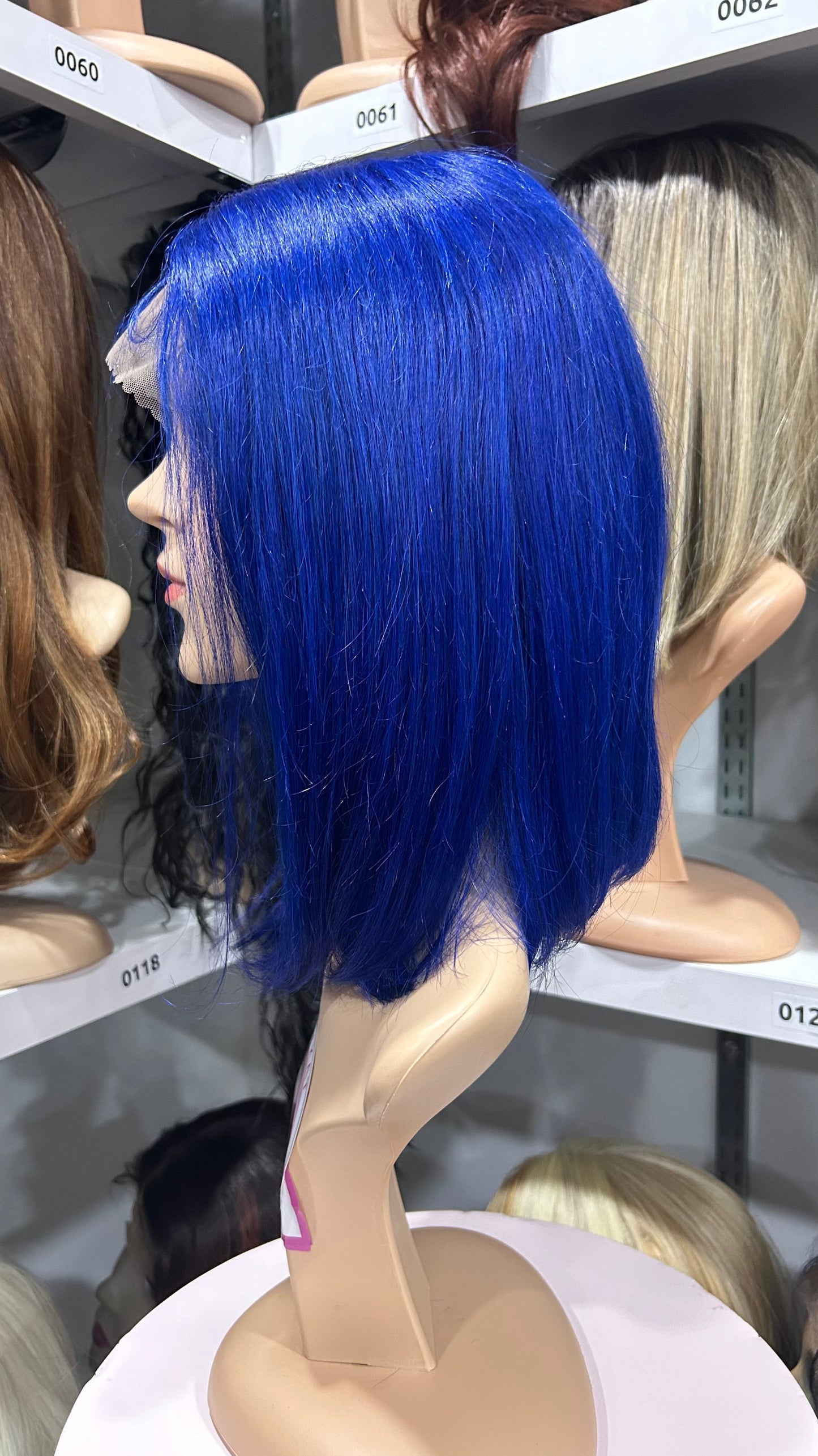#54 Carrie - 100% Human Hair Wig - BLUE 12in