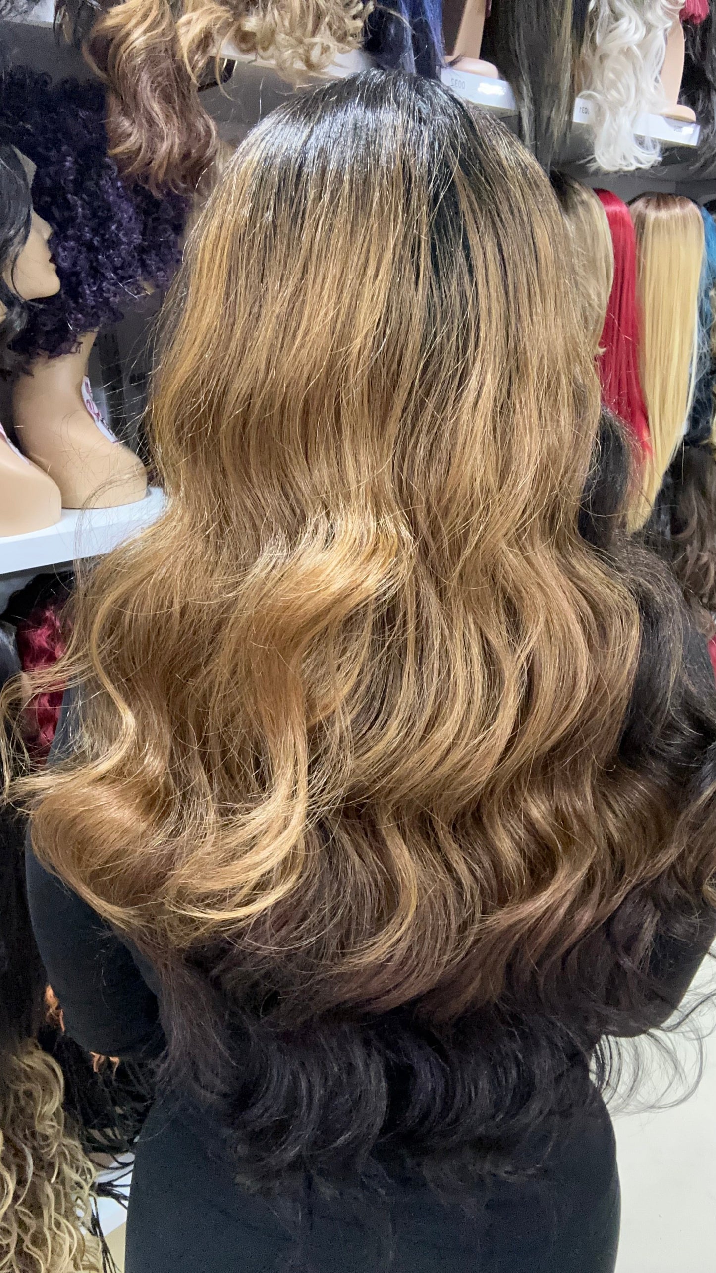 #65 Katie - Middle Part Lace Front Wig - Color 1B/27/30 - The Pink Makeup Box