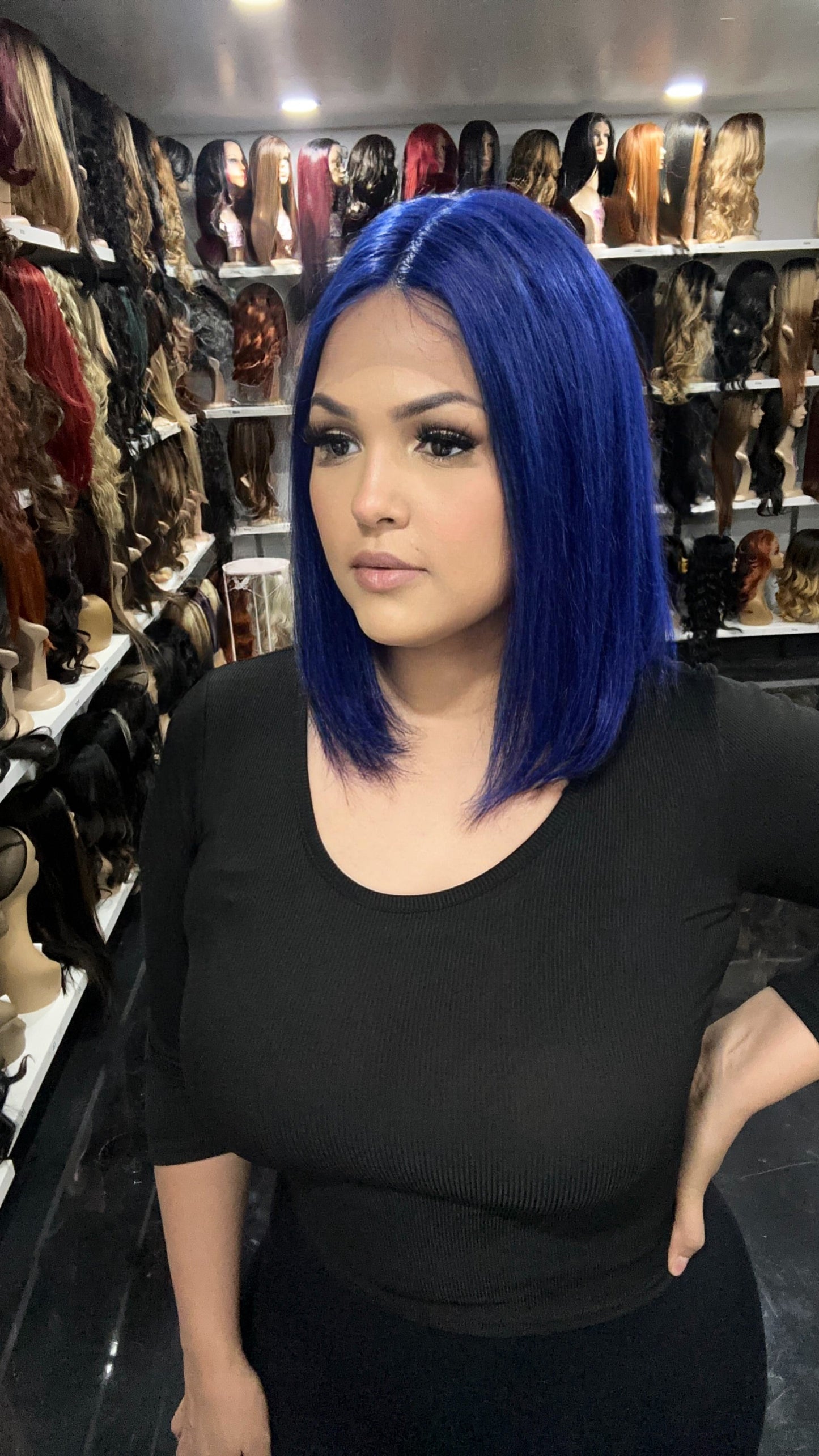#54 Carrie - 100% Human Hair Wig - BLUE 12in