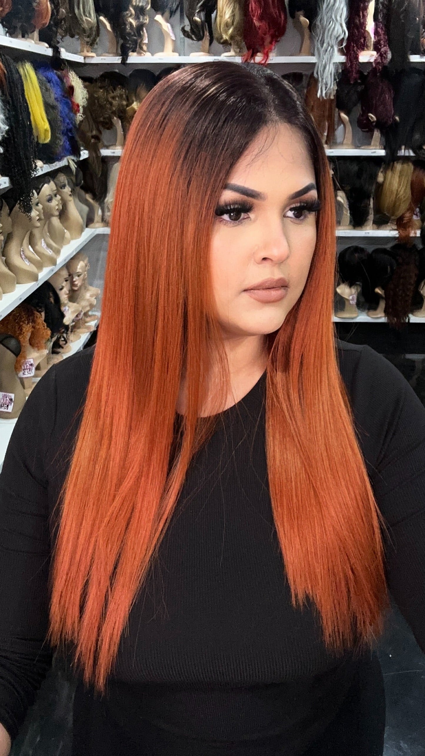 #78 Ruth - Hand Tied 13x4 Free Part Human Blend HD Lace Front Wig 24in - Color Copper