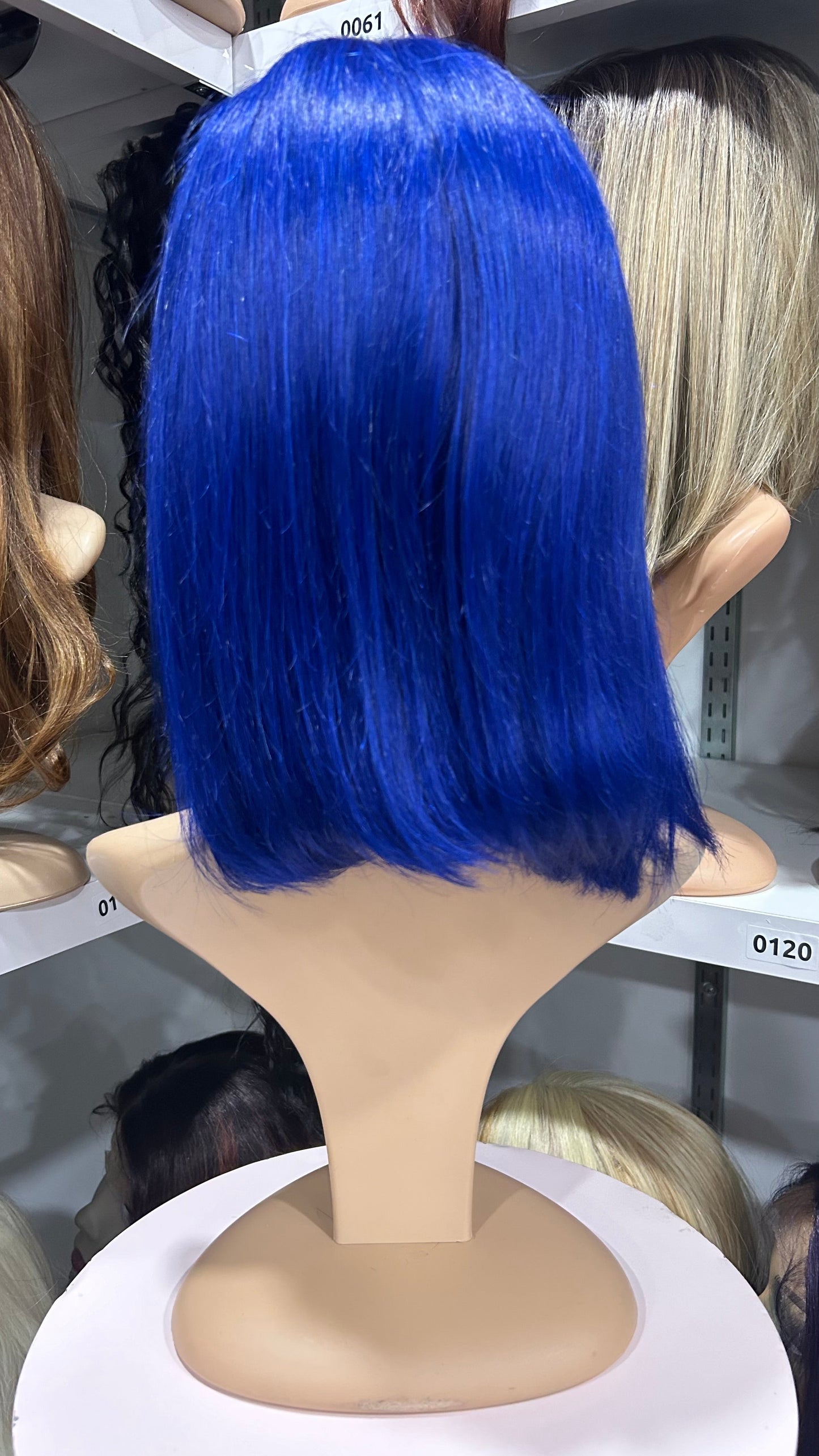 #54 Carrie - 100% Human Hair Wig - BLUE 12in
