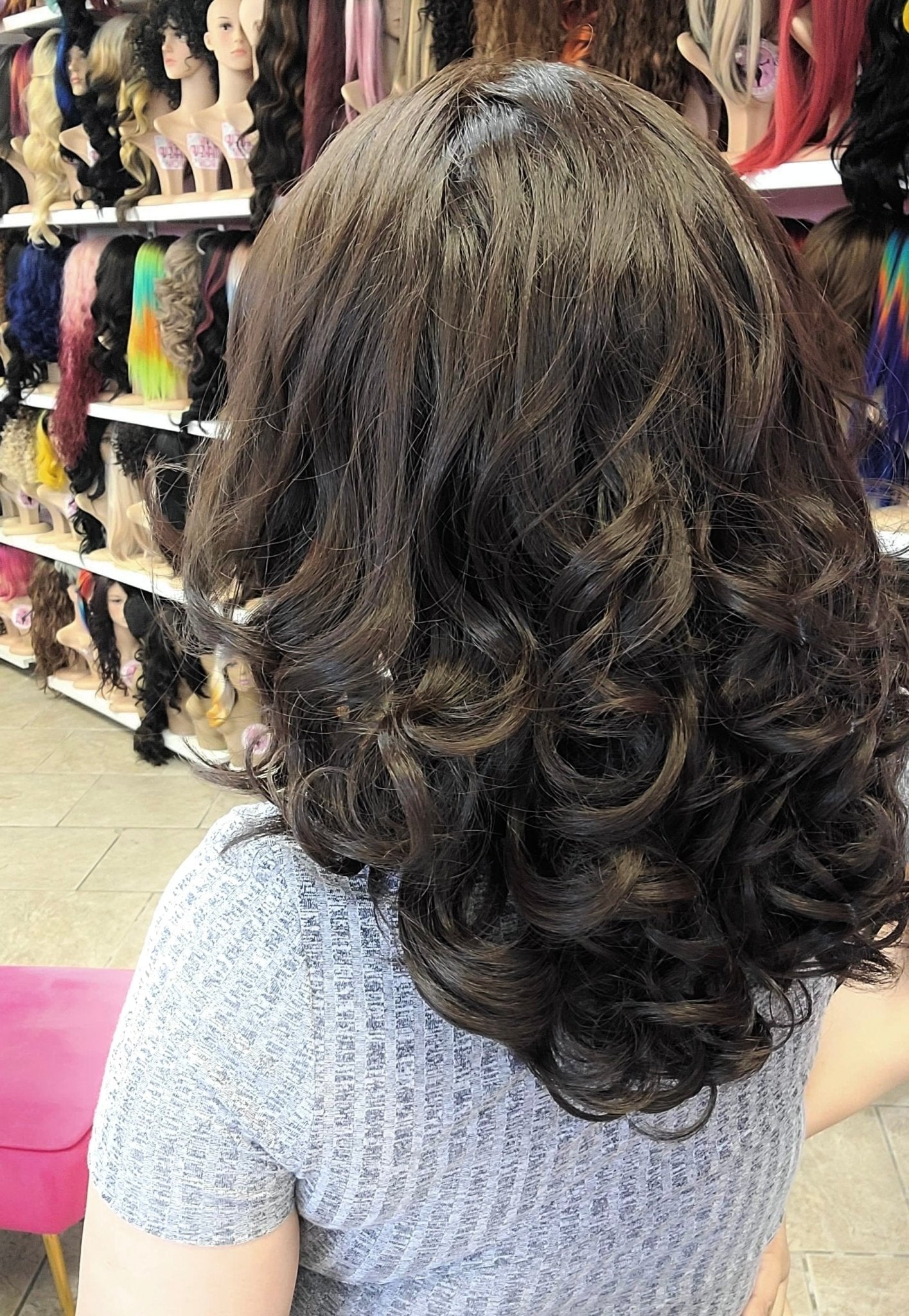 #79 Helen - 13x4 Free Part Lace Front Wig - Color Dark Brown 16in - The Pink Makeup Box