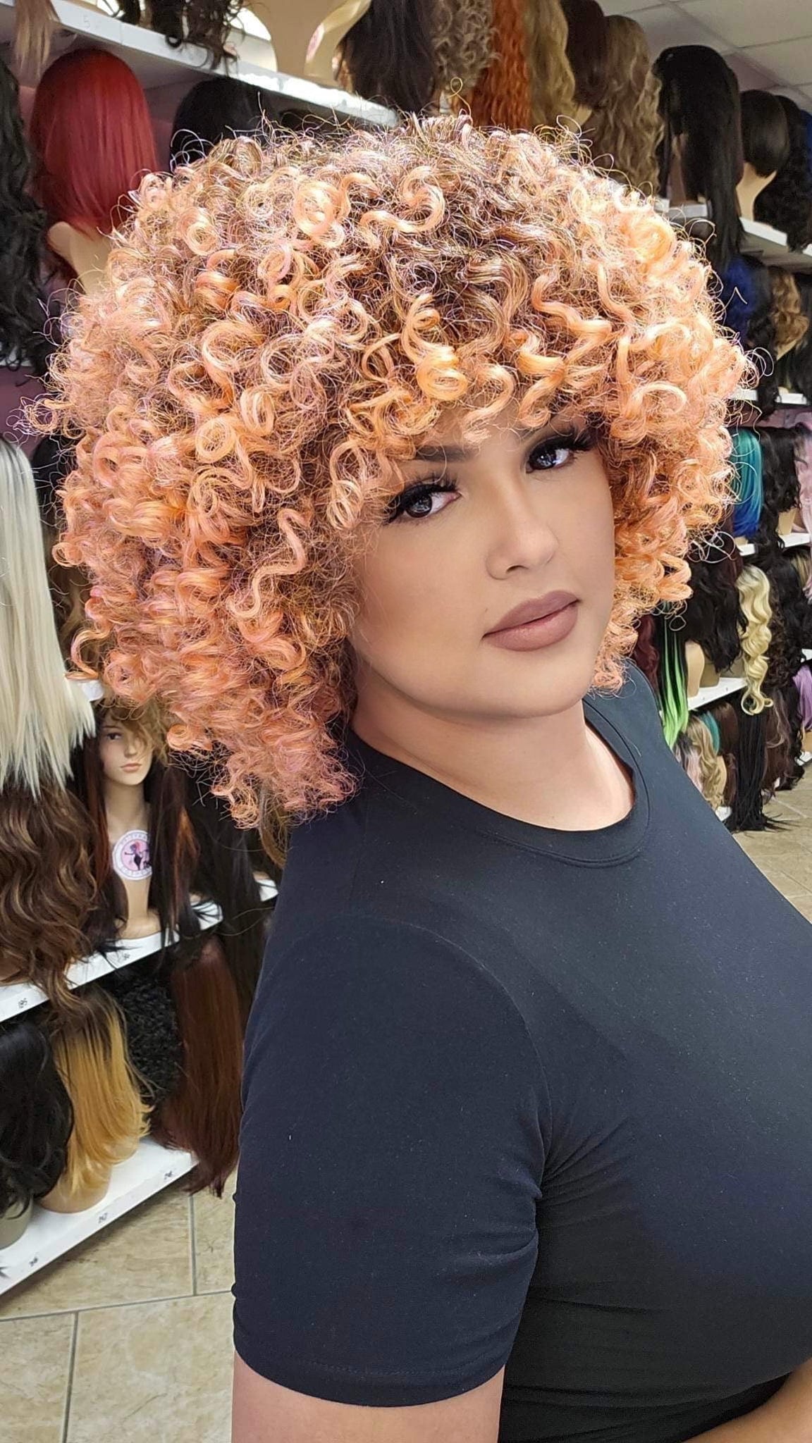 #162 Spice - Short Curly Wig - Color 4/Peach - The Pink Makeup Box