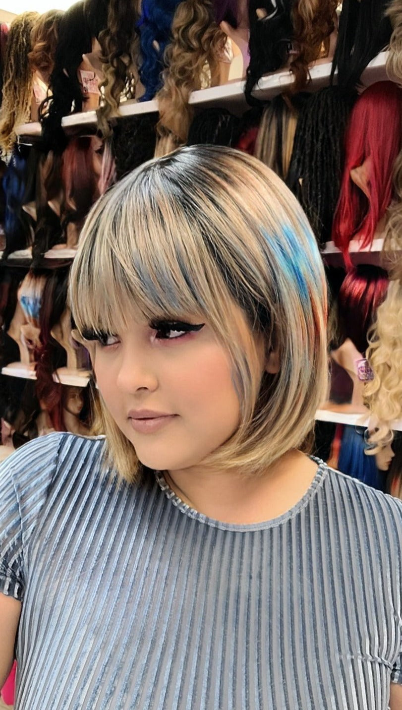 #164 Olivia - Classy Bangs Bob Wig - Color Party - The Pink Makeup Box