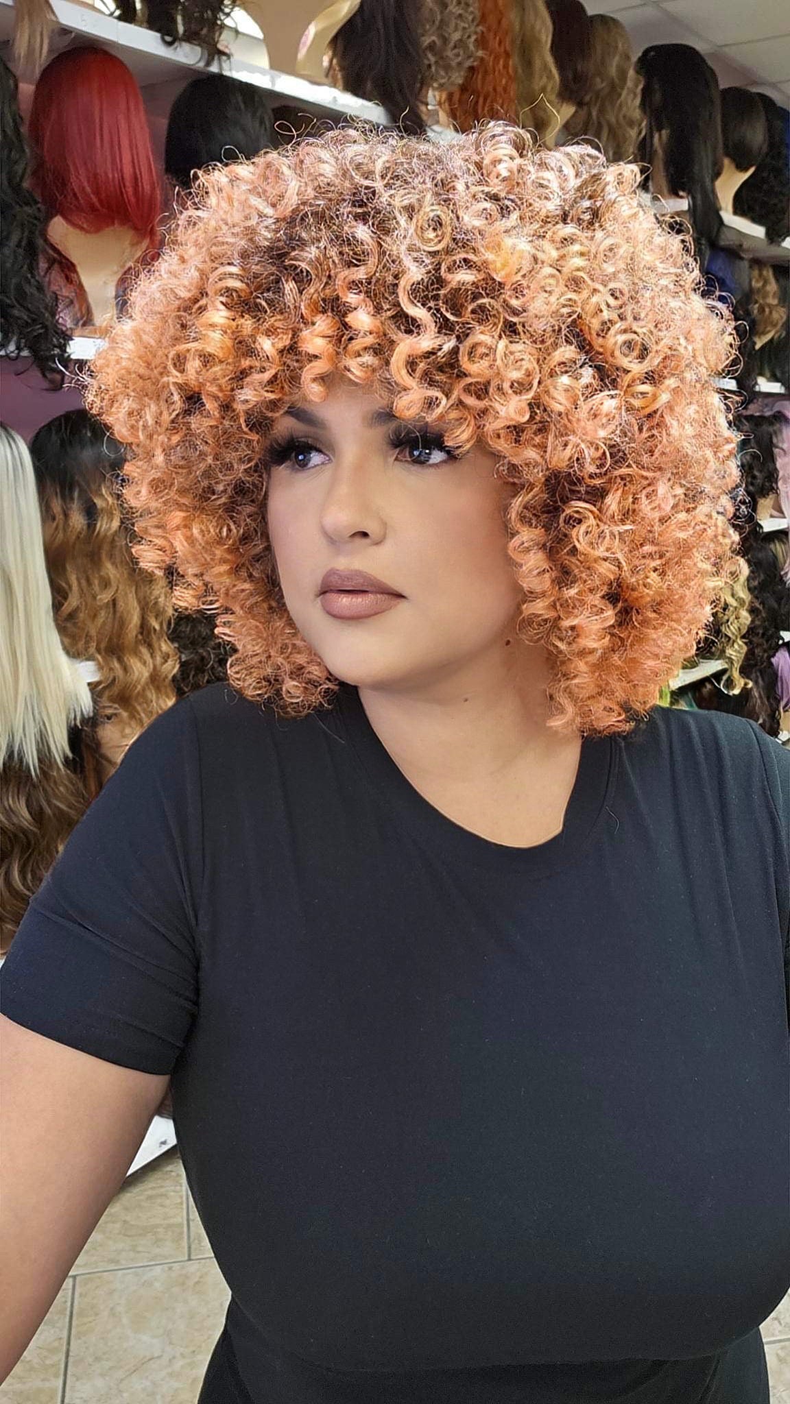 #162 Spice - Short Curly Wig - Color 4/Peach - The Pink Makeup Box