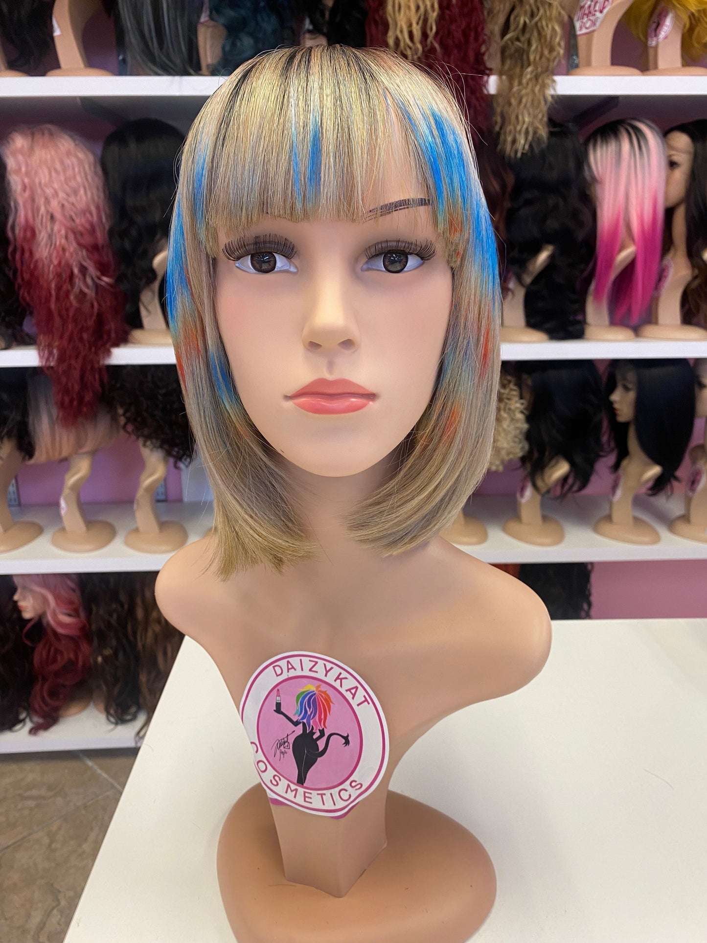 #164 Olivia - Classy Bangs Bob Wig - Color Party - The Pink Makeup Box
