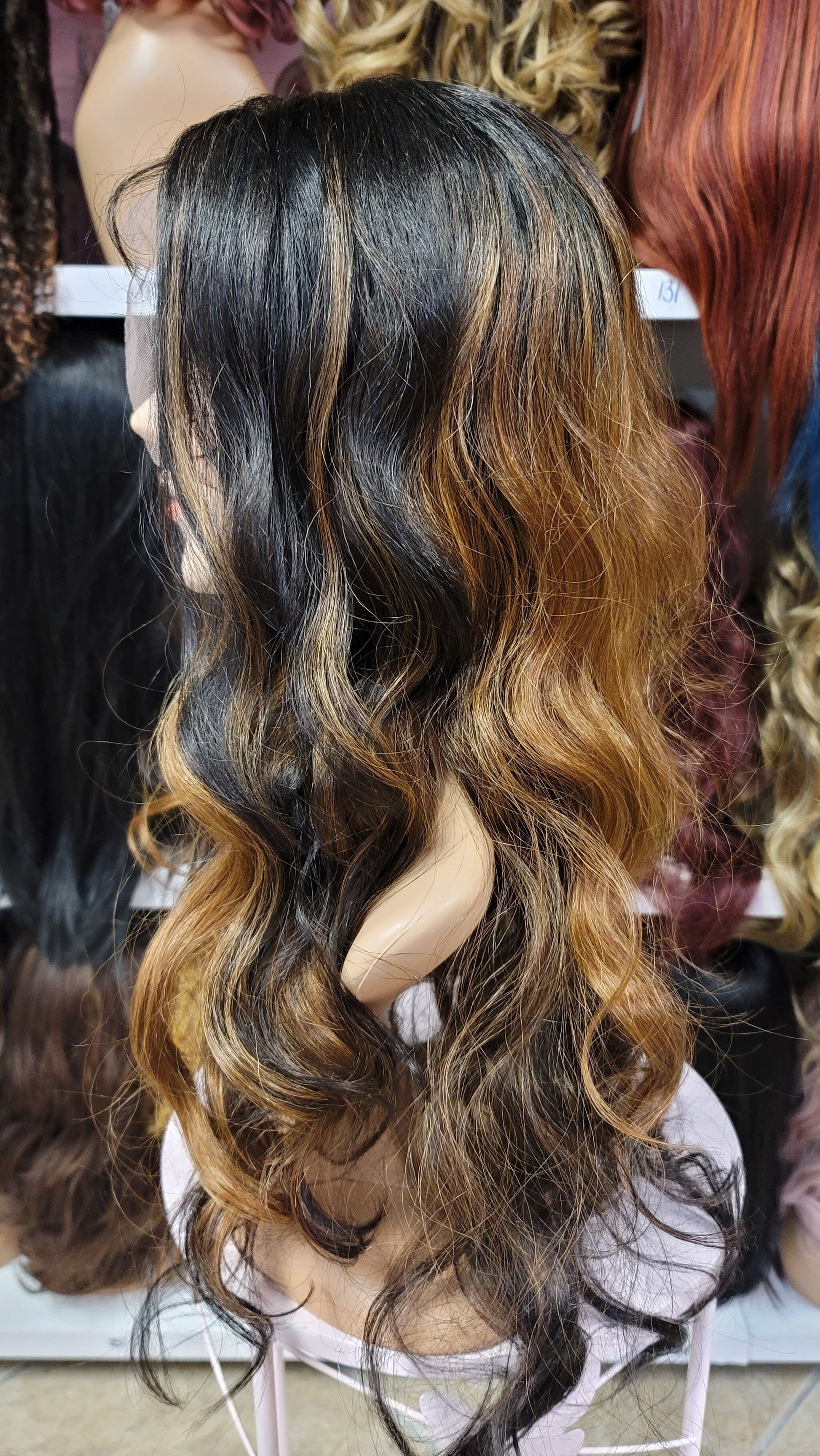 #65 Katie - Middle Part Lace Front Wig - Color 1B/27/30 - The Pink Makeup Box