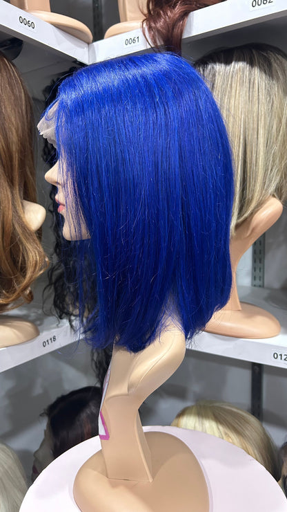 #54 Carrie - 100% Human Hair Wig - BLUE 12in