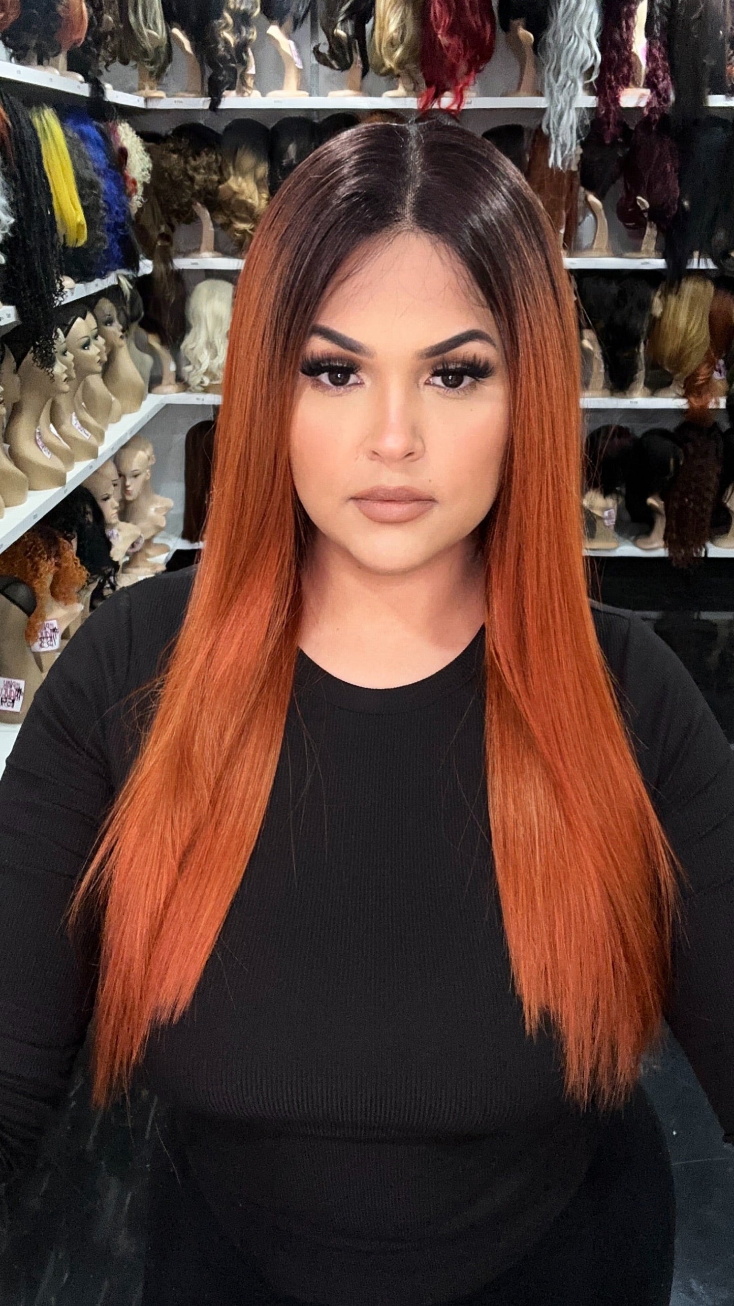 #78  Ruth - Hand Tied 13x4 Free Part Human Blend HD Lace Front Wig 24in - Color Copper