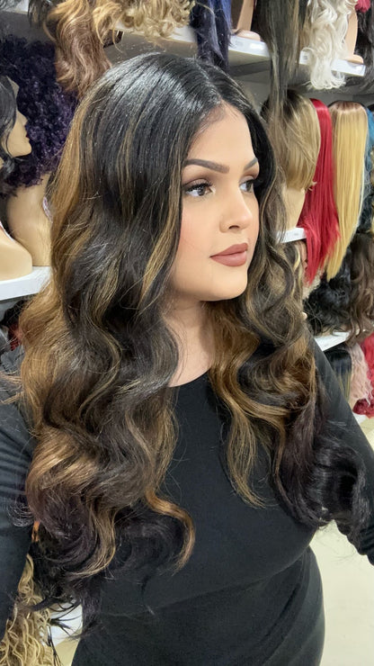 #65 Katie - Middle Part Lace Front Wig - Color 1B/27/30 - The Pink Makeup Box