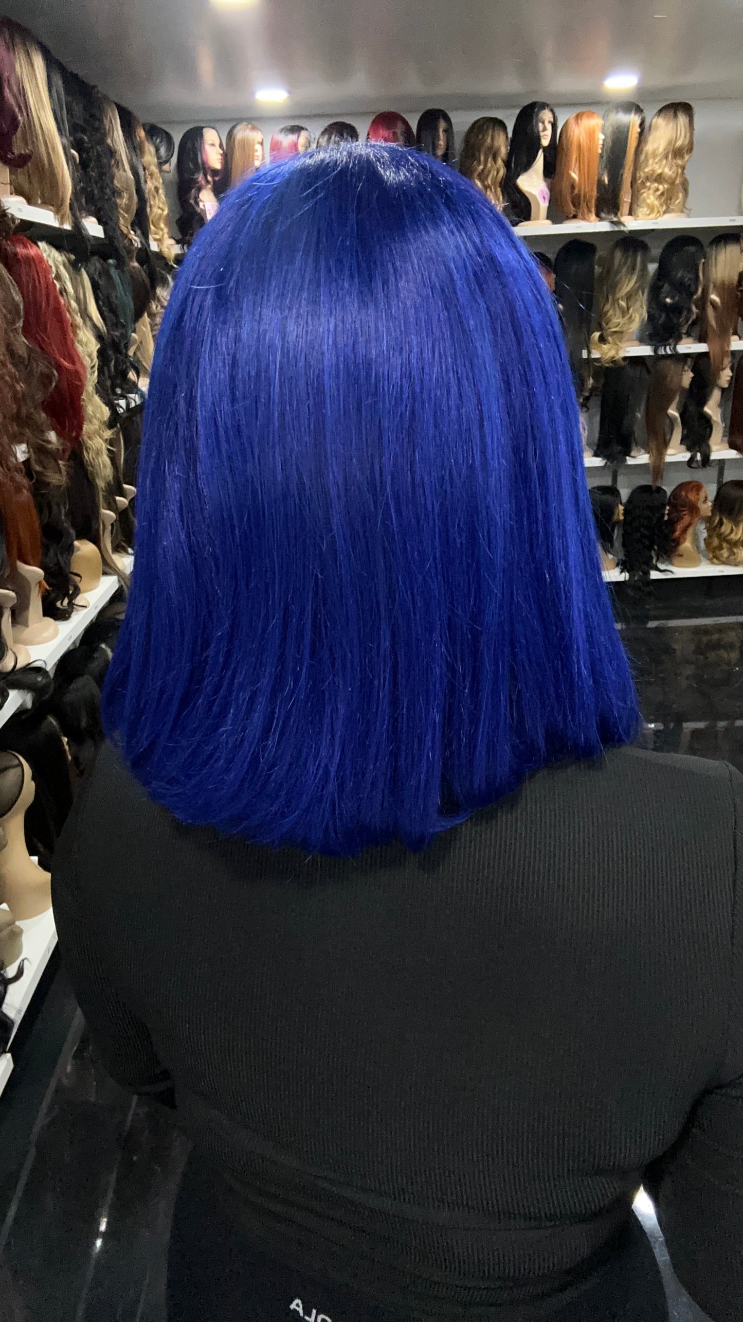 #54 Carrie - 100% Human Hair Wig - BLUE 12in