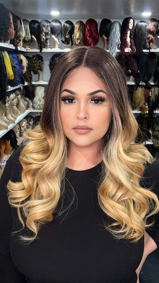#35 Jen - Middle Parting Lace Front Wig - Med. Blonde 18in