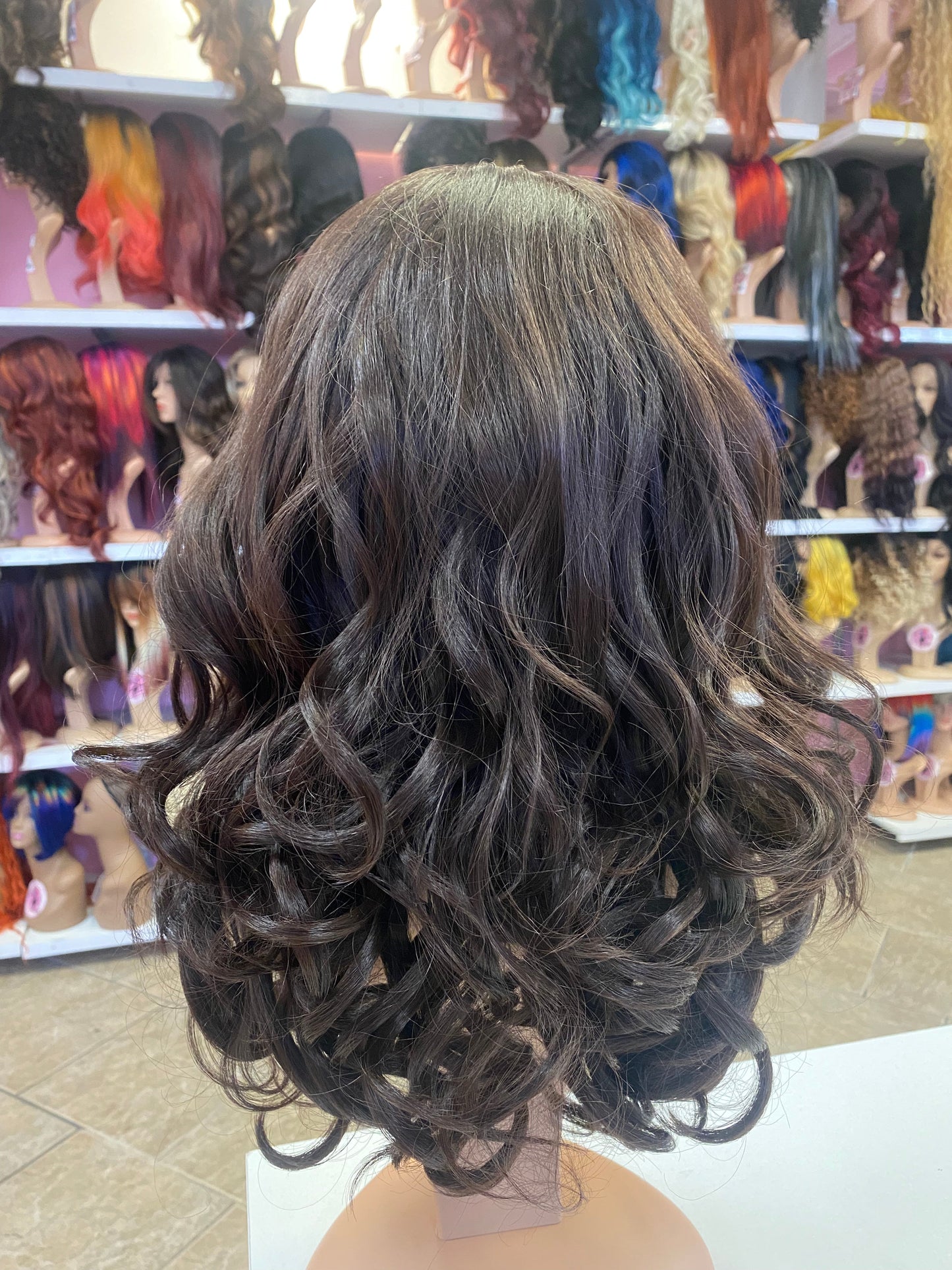 #79 Helen - 13x4 Free Part Lace Front Wig - Color Dark Brown 16in - The Pink Makeup Box